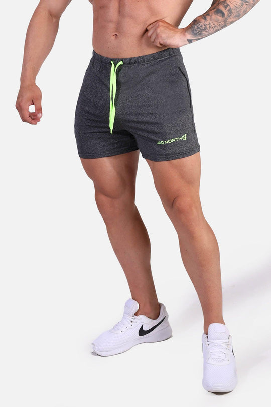 Agile Bodybuilding 4'' Shorts w Zipper Pockets - Dark Gray Heather