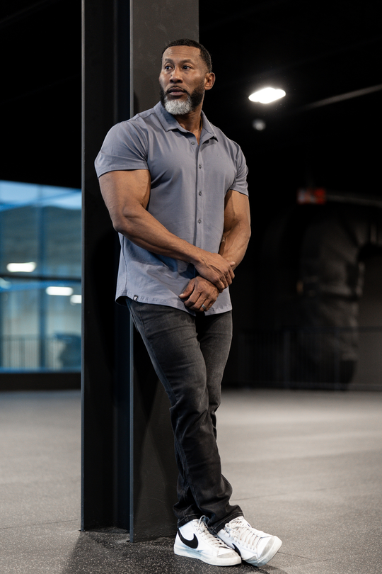 Flex Premium Stretch Button-Up Shirt - Storm Gray