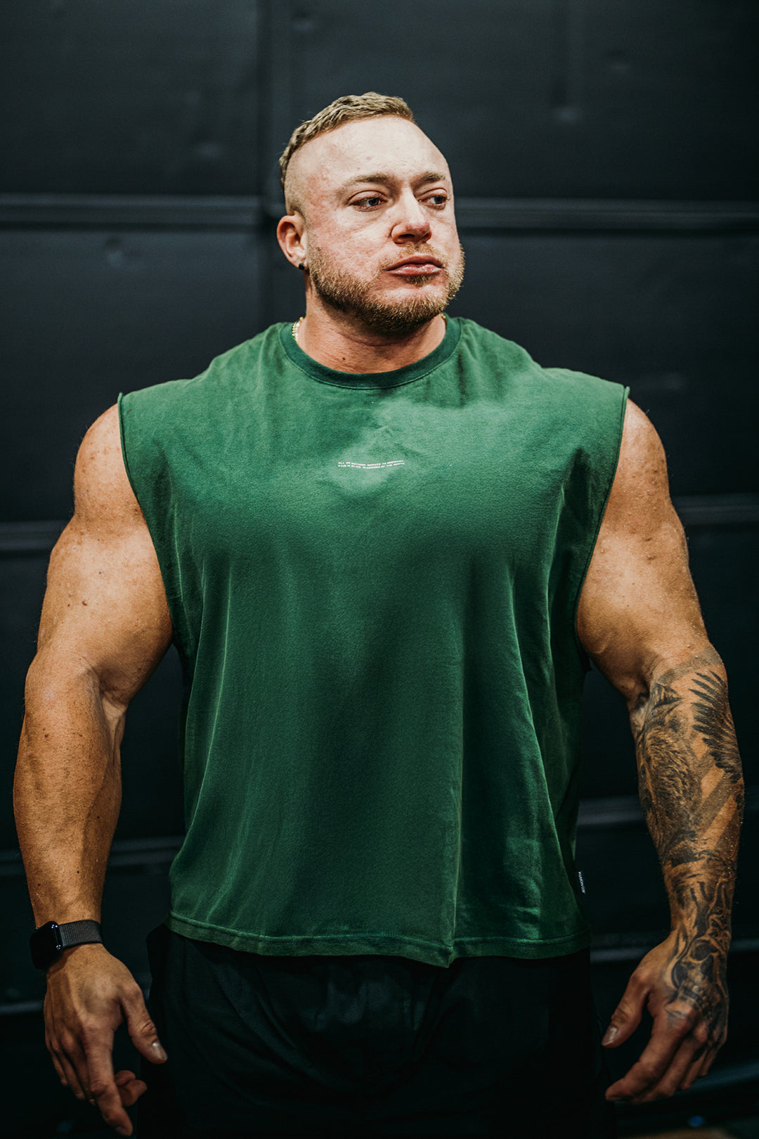 Box Cut Muscle Tee - Forest Green