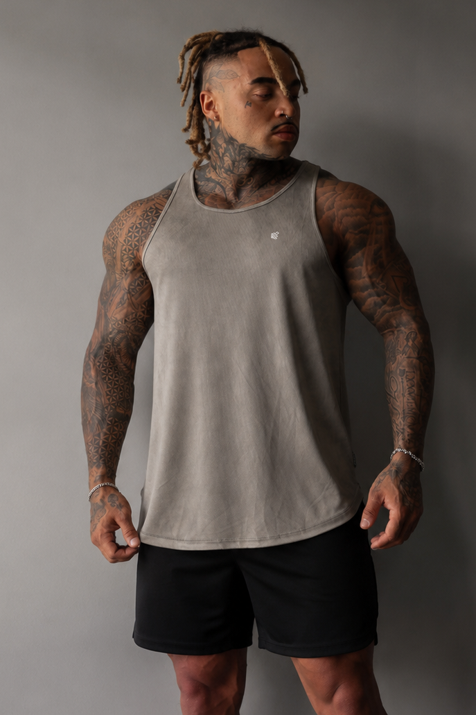 Fast-Dry Bodybuilding Workout Stringer - Dusted Khaki