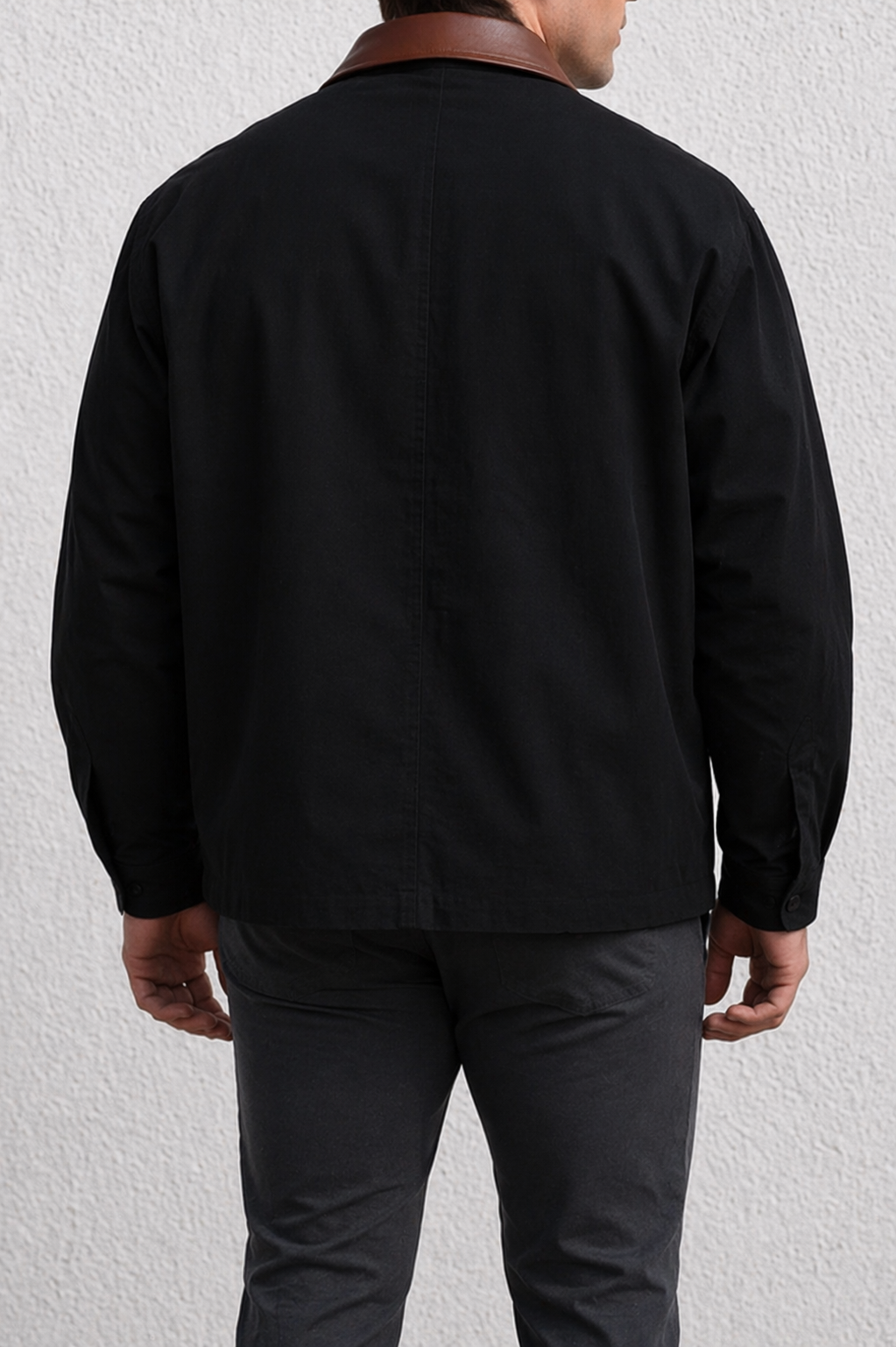 Retro Oversized Canvas Jacket - Black