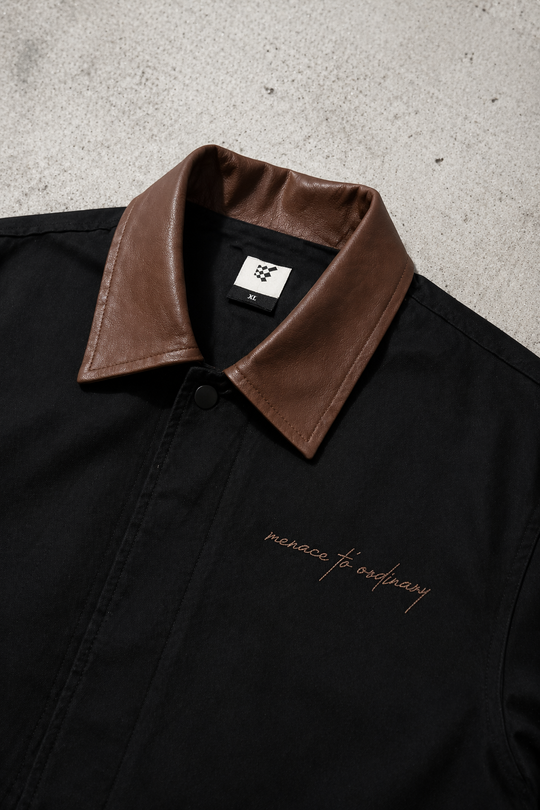 Retro Oversized Canvas Jacket - Black