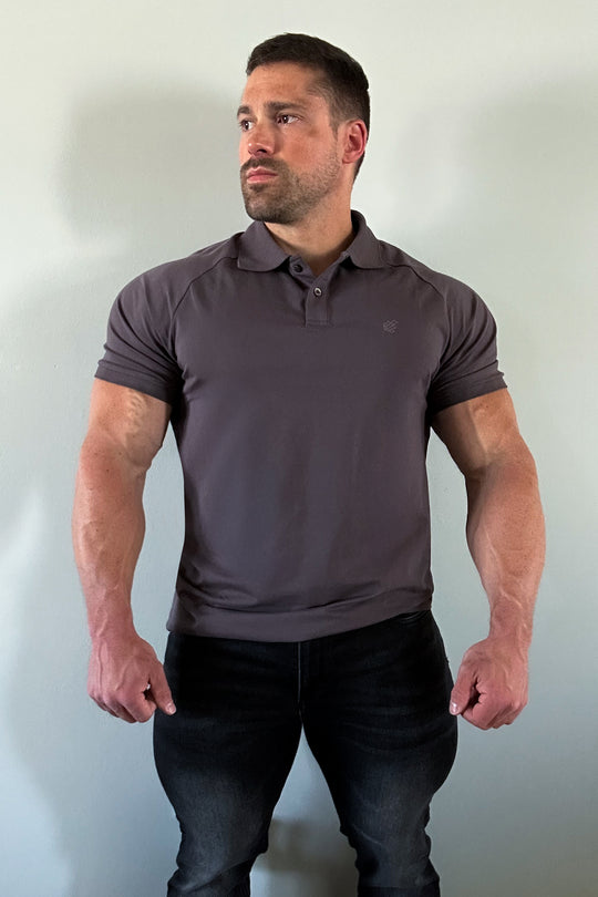 Muscle Fit All-Day Polo T-Shirt - Steel Gray