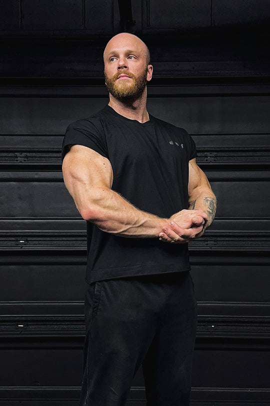 Oversized Raw-Cut Cropped Tee - Black