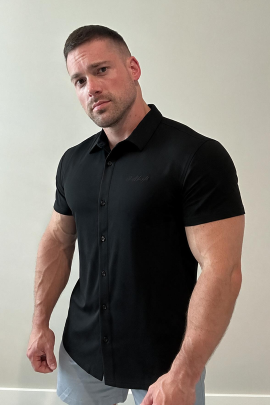 Premium Stretch Button-Up Shirt - Midnight Black