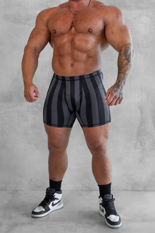 Retro Bodybuilding Shorts - Black & Gray