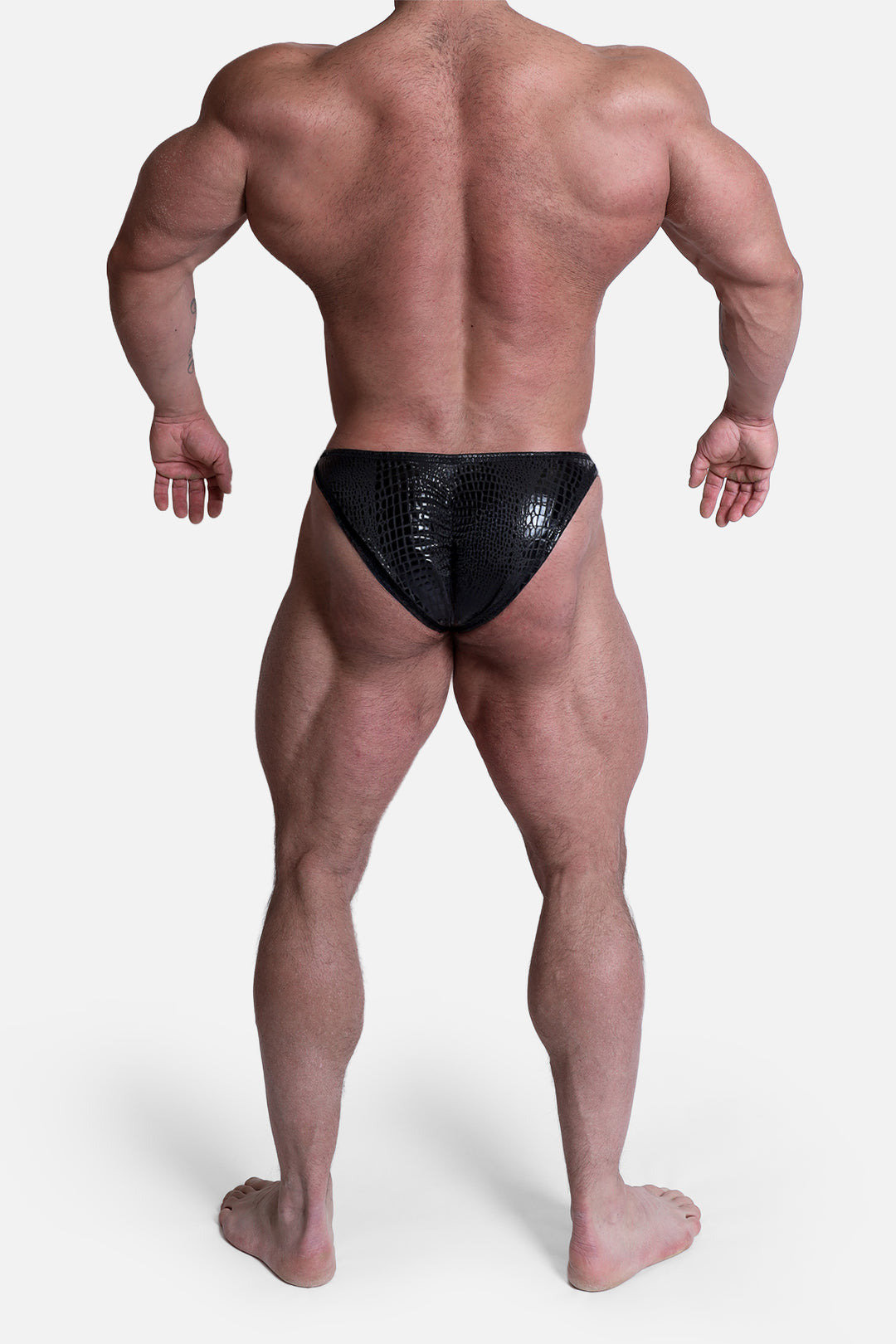 Men's Bodybuilding Posing Trunks - Black Metallic Croc Print