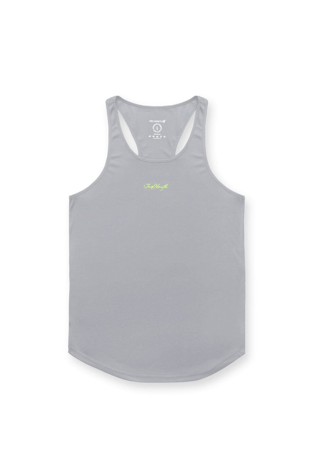 Fast-Dry Bodybuilding Workout Stringer - Light Gray w/ Neon Logo