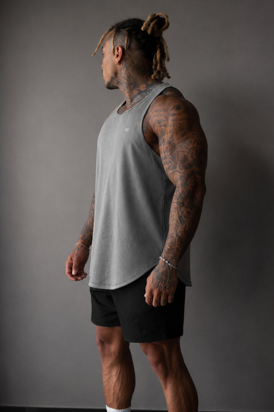 Fast-Dry Bodybuilding Workout Stringer - Dusted Silver