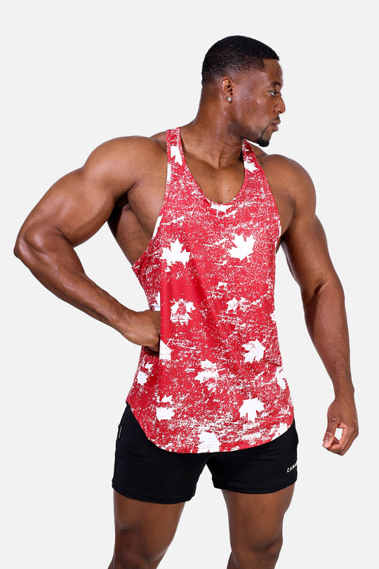Graphic Muscle Stringer - Red Maple Leaf