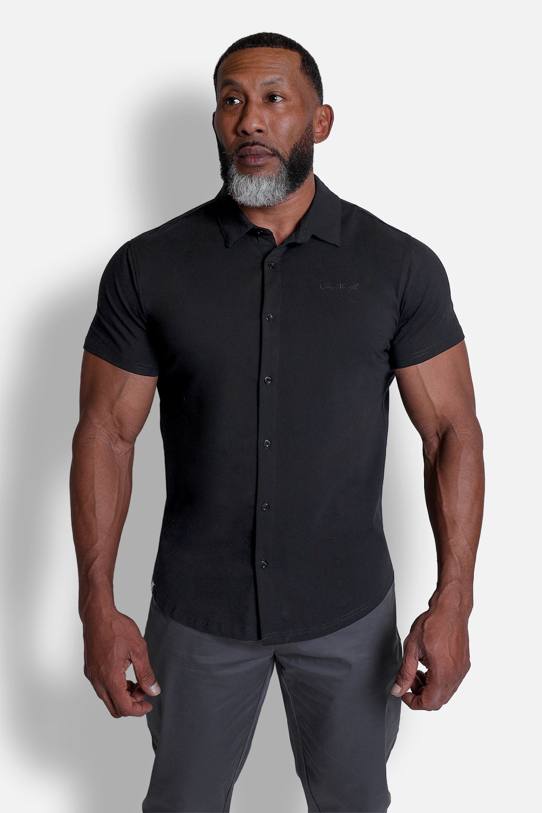 Button-up Muscle T-Shirt - Onyx Black