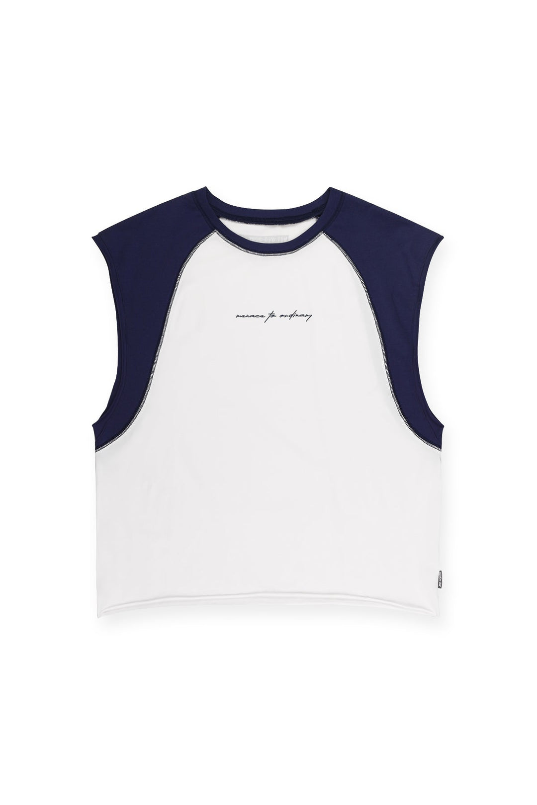 Raglan Sleeveless Tank Top - White & Navy