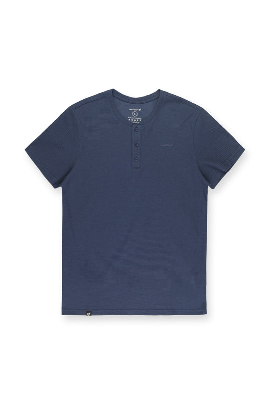 Waffle Henley T-Shirt - Dusty Blue