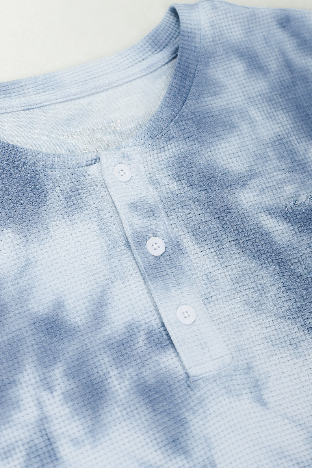 Waffle Henley T-Shirt - Blue Tie Dye