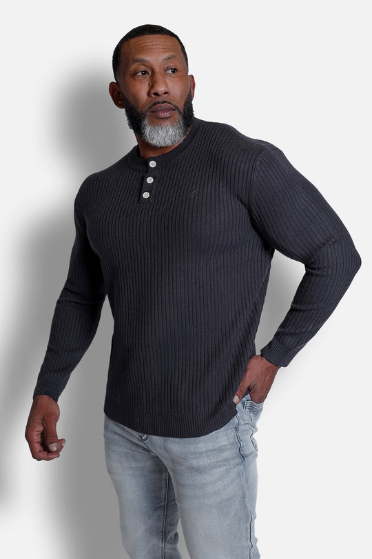Classic Henley Sweater  - Dark Gray