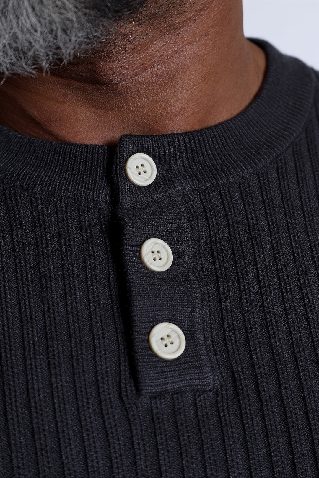 Classic Henley Sweater  - Dark Gray