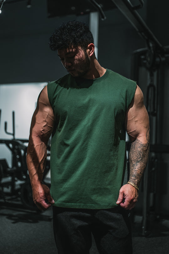 Retro Oversized Muscle Tee - Forest Green