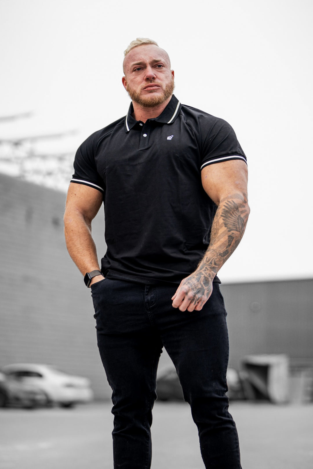 Banded Muscle-Fit Polo T-Shirt - Black