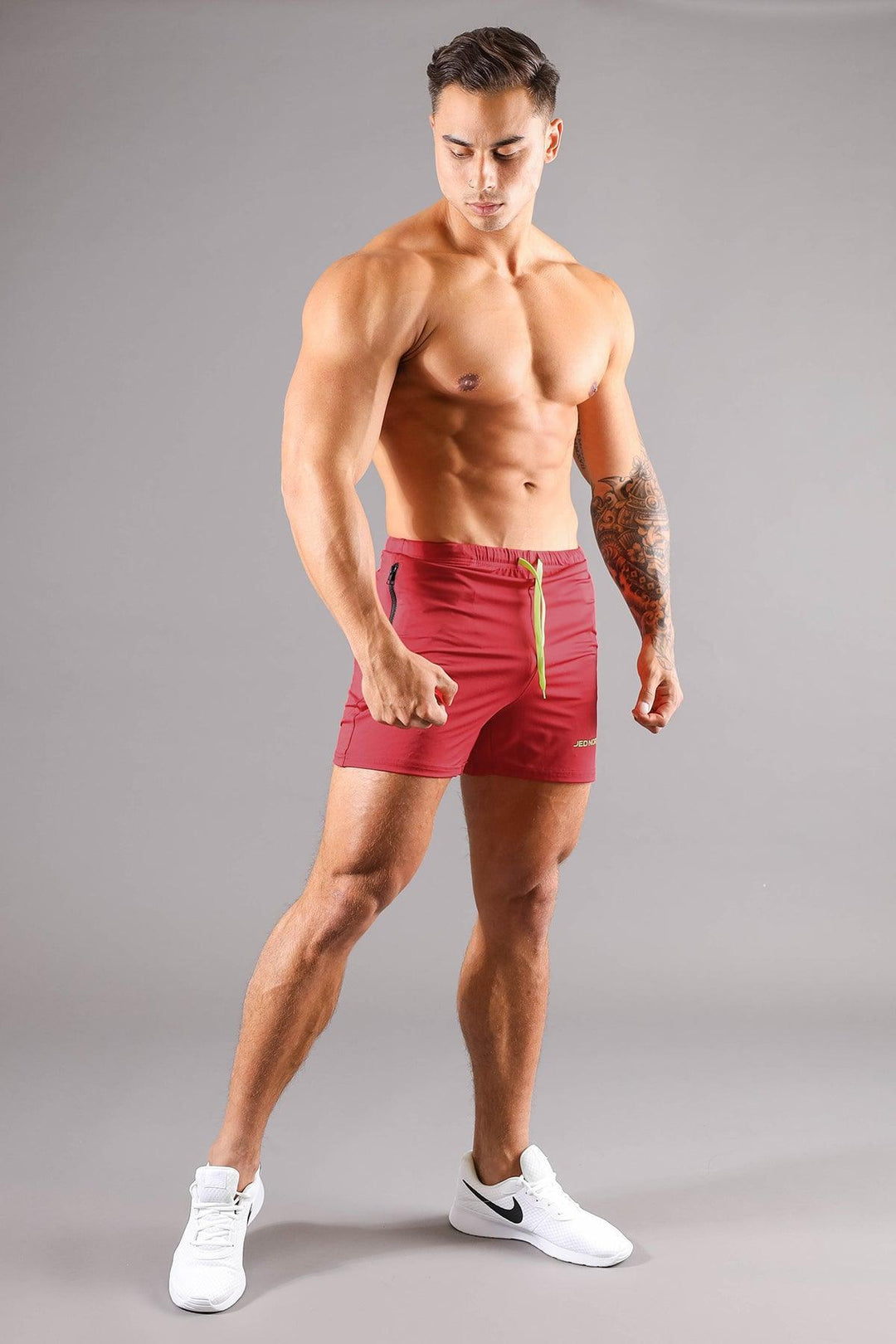 Agile Bodybuilding 4'' Shorts w Zipper Pockets - Crimson Red - Jed North